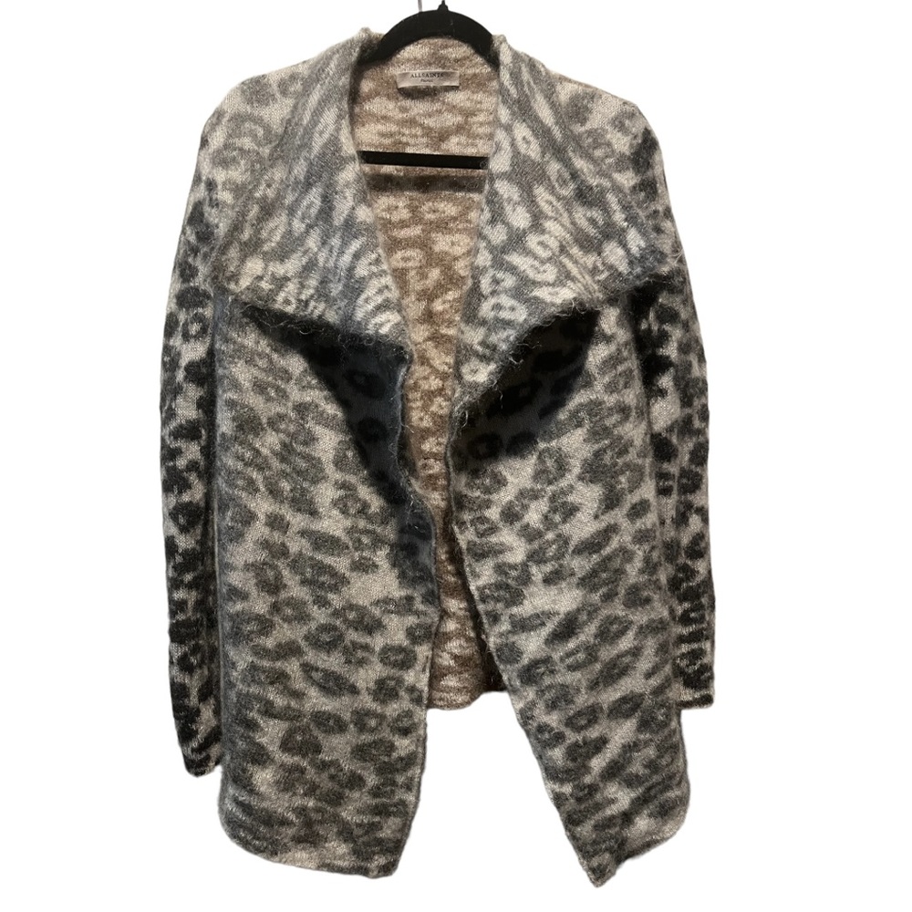 ALLSAINTS leopard print mohair open sweater